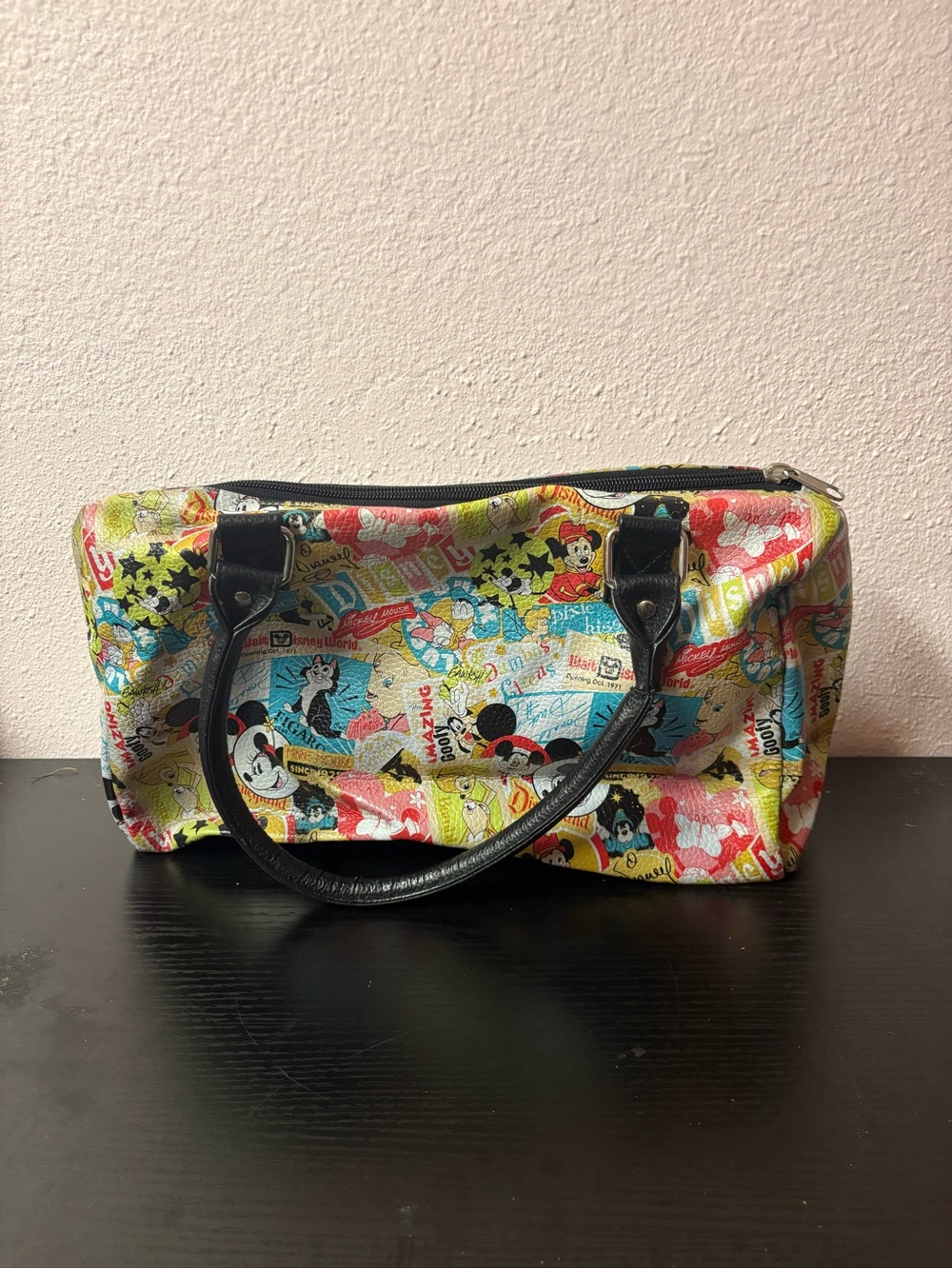 Disney Parks Character Collage Satchel Handbag Faux Leather Purse - Picture 3 of 12
